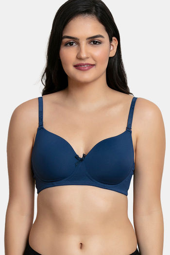 Buy Zivame Padded Non Wired 3/4th Coverage T-Shirt Bra - Sargasso Sea